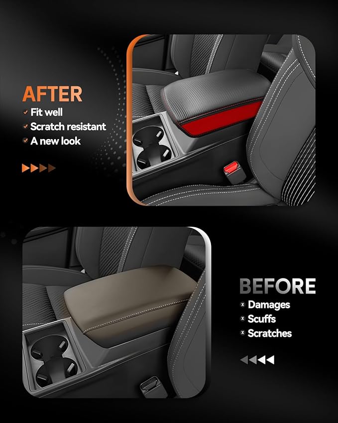 CDEFG for Mitsubishi Outlander 2022 2023 2024 2025 SE, Black Edition, SEL Car Armrest Cover, Center Console Protector Pad Arm Rest Box Cushion Mat Interior Accessories (Not for Outlander Sport)