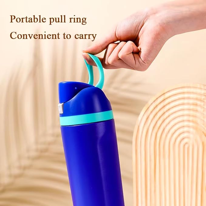 DUTHINGS Insulated Stainless Steel Water Bottle with Straw, 24 oz – Leakproof, BPA-Free Reusable Sports & Travel Bottle with Replacement Straw and Cleaning Brush (Blue)