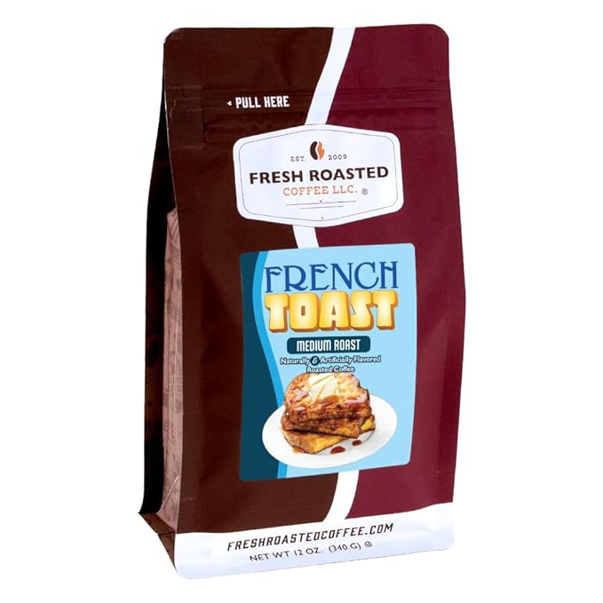 Fresh Roasted Coffee, French Toast Flavored Coffee, 12 oz, Medium Roast, Kosher, Ground