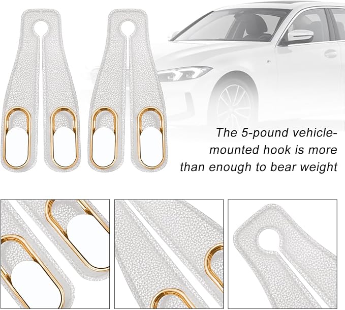 Car Seat Headrest Double Hook, 2PCS Multifunctional Soft Leather Vehicle Purses & Bags Holder, Hidden Design Automotive Interior Storage Hanger, Universal for SUV, Truck, RV (Beige)