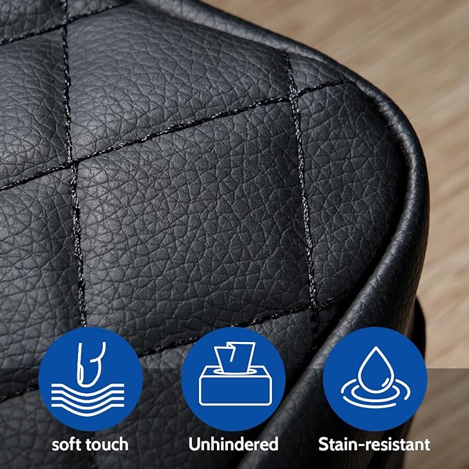 Car Tissue Holder, Standard Tissue Holder for Car Pu Leather Car Napkin Holder, Car Backseat Extra Large Tissue Organization Fit for 120-230 Tissues per Box 9.84'' x 4.72'' x 5.91'' (Black)