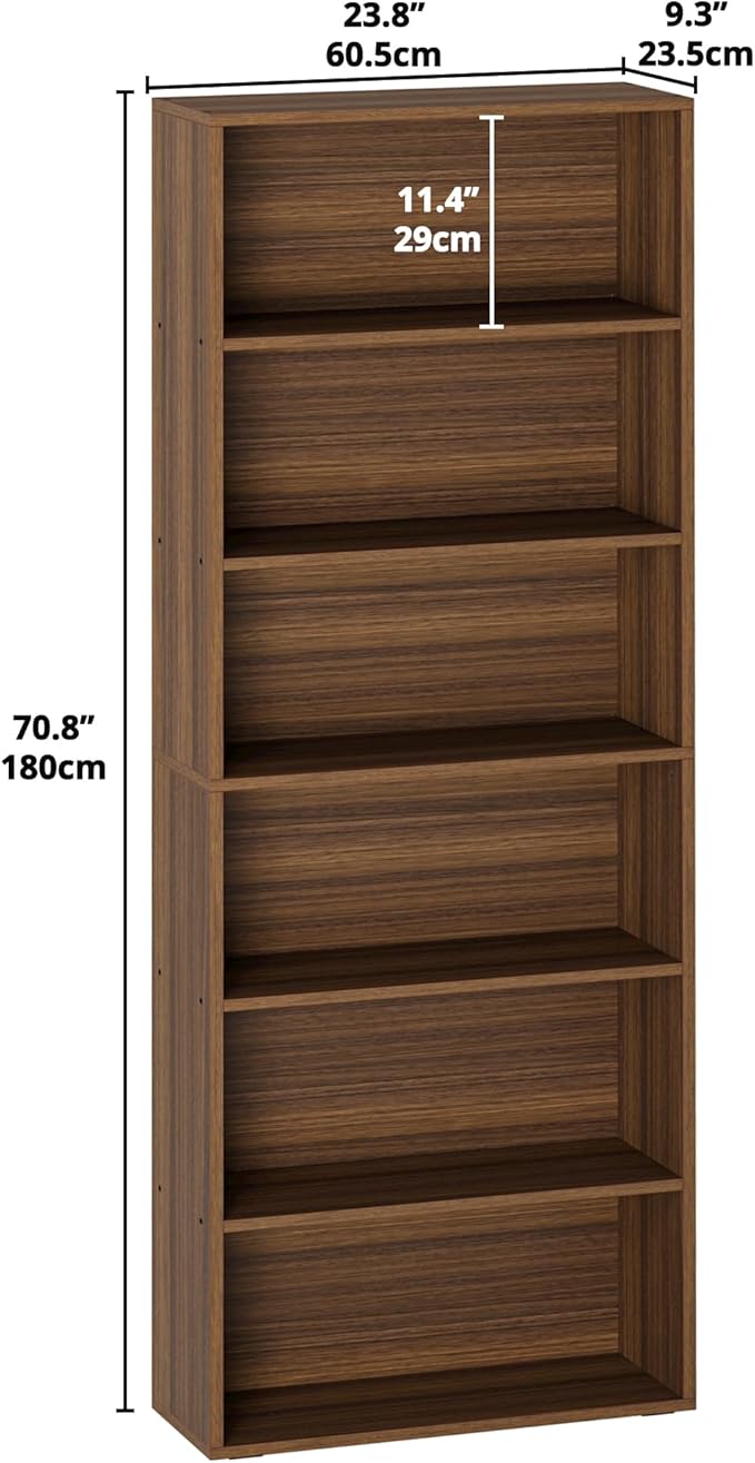 IRONCK Bookshelves and Bookcases Floor Standing 6 Tiers Display Storage Shelves 70 in Tall Bookcase Home Decor Furniture for Home Office, Living Room, Bed Room