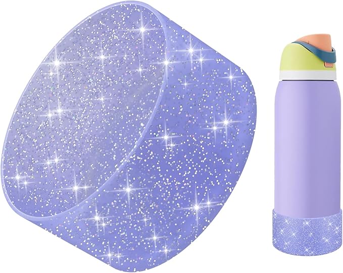 Protective Glitter Silicone Boot Compatible with Owala 24oz 32oz 40oz, Bling Cup Sleeve Bottom Bumper Cover Compatible with Owala FreeSip, Twist, or Flip Stainless Steel Water Bottles