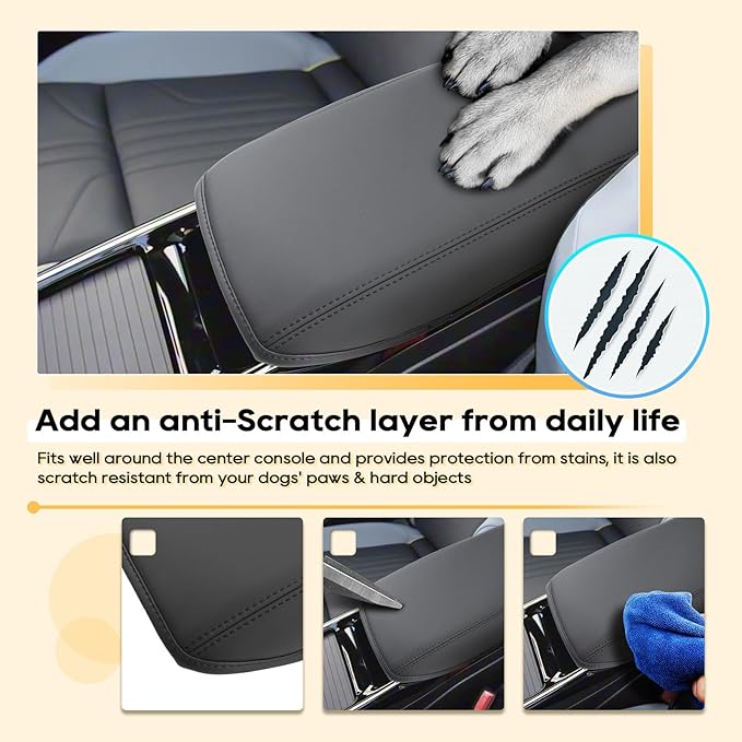 Armrest Cover for 2023-2026 Volkswagen ID.4 (Pro/Pro S/Pro S Plus) Volkswagen ID.4 Accessories Center Console Cover Arm Rest Protector Middle Lid Pad Protector PU Leather, Anti-Scratch,Non-Slip