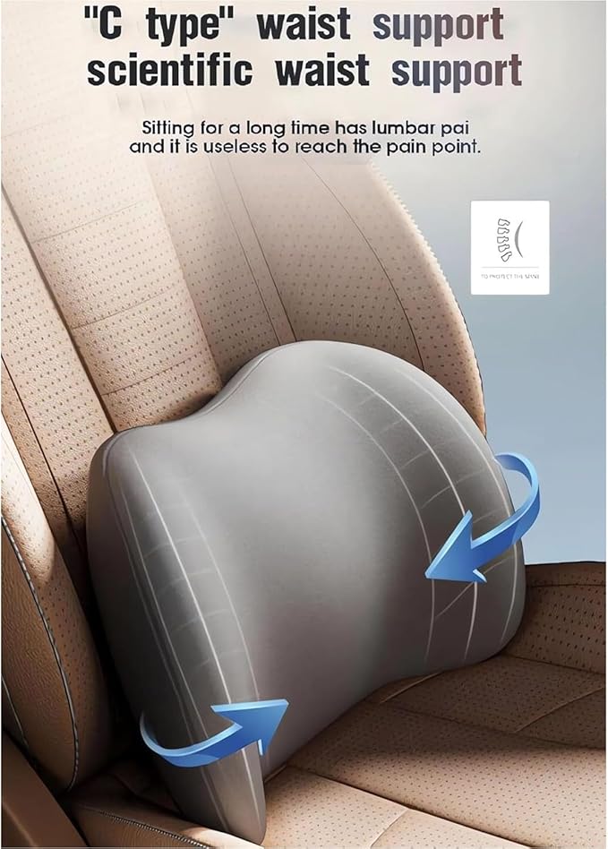 Car Headrest & Lumbar Support Cushion for Subaru Forester SK 5.Gen 2019-2022, Ergonomic Memory Foam Pillow Adjustable Strap Removable Cover Relieve Neck Back Pain Driving Seat,Black