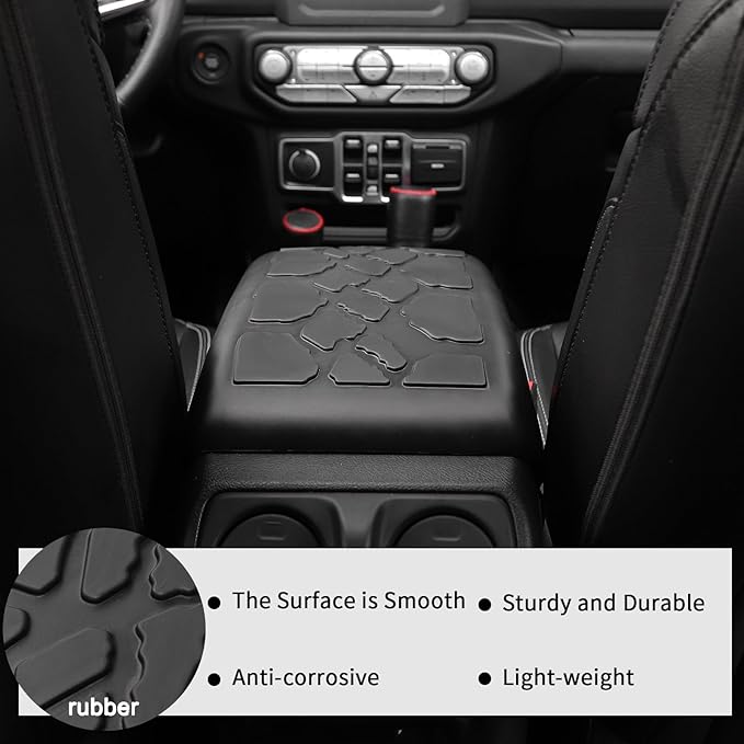 Center Console Armrest Cover Fit for 2018-2024 Jeep Wrangler JL JLU & Jeep Gladiator JT, Armrest Storage Soft Mat Pet Antiscrach Mat Cover
