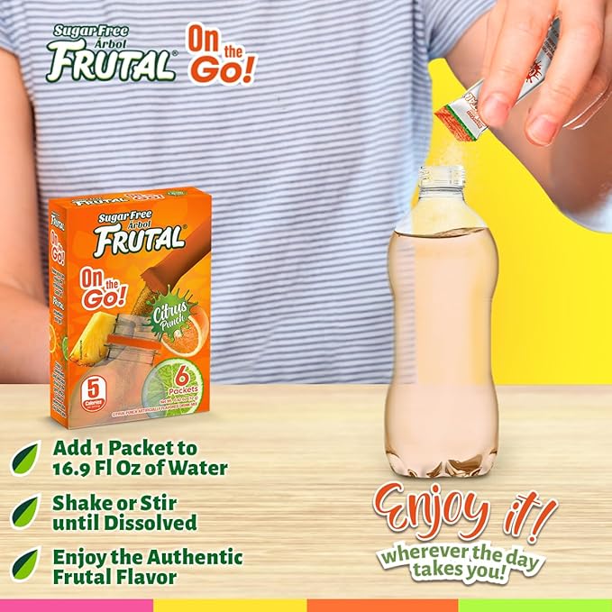 Frutal On-The-Go! | Powdered Drink Mix Citrus Punch Flavored - Sugar Free! – (30 Count of Stick Packs)