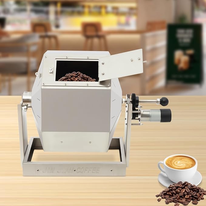 Large Automatic Coffee Bean Roaster Machine 3.83 Gallon Stainless Steel Drum with Speed Controller for Gas Stove - Roast Peanuts, Nuts, Soybeans - Home & Commercial Use, Advanced Coffee Roaster