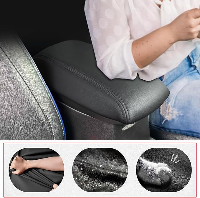 Center Console Armrest Cover for Mazda CX30 2020 2021 2022 2023 2024 2025 2026, Center Console Cover, Car Arm Rest Covering Anti-Scratch Arm Rest Cushion Pad,Black+White line