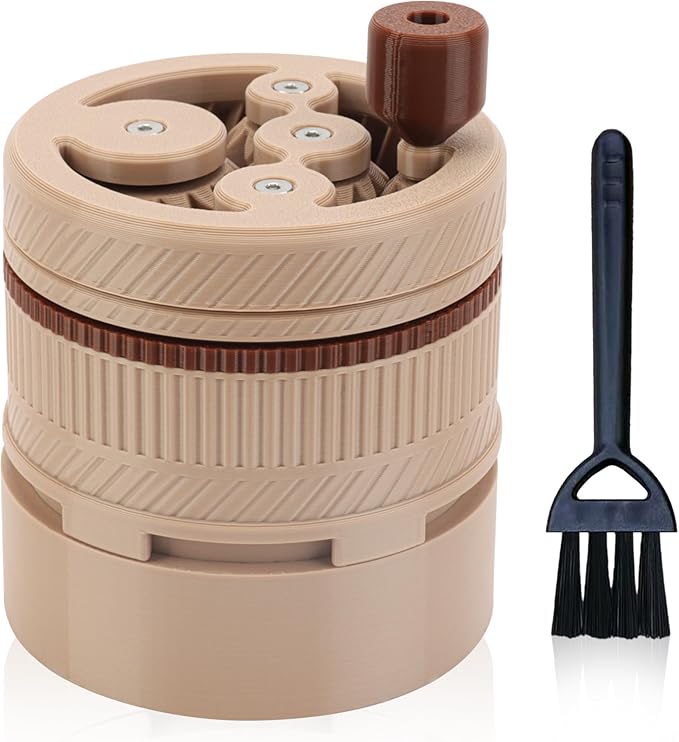 ShanSon WDT Espresso Tool with Brush Base Coffee Powder Distributor Needle WDT Tool for Barista Coffee Bar Espresso Distribution Tool,54mm,Khaki&Brown