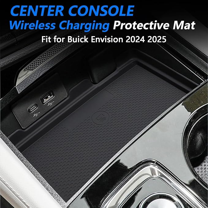 Center Console Wireless Charging Mat for Buick Envision 2024 2025, Console Charger Silicone Protective Non-Slip Pad Anti-Dust Liner Waterproof Mat for Buick Envision Accessories
