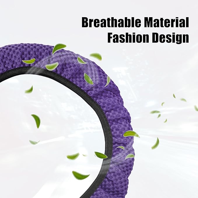 X AUTOHAUX Steering Wheel Cover Universal Elastic Stretch Antislip Breathable Microfiber Ice Silk Interior Trim Wheel Protector for Car Truck SUV Purple