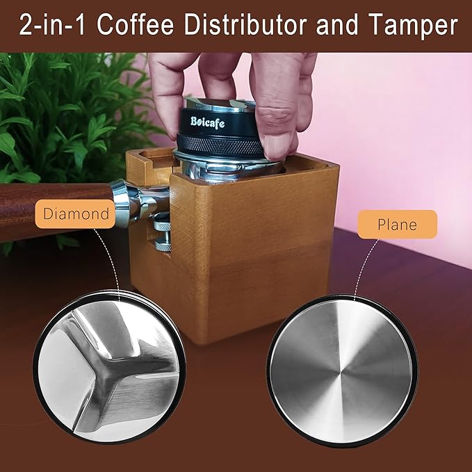 51mm Espresso Accessories Kit, 4 PCS 51mm Coffee Distributor Espresso Coffee Tamper Leveler with WDT Tool, Dosing Funnel and Espresso Puck Screen for Bottomless Portafilter (51mm)