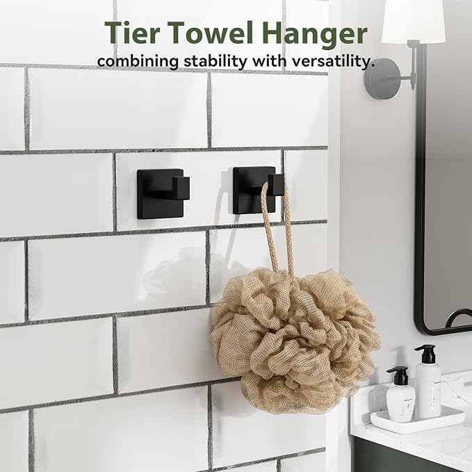 20-Pieces Matte Black Bathroom Accessories Set, 24 Inch Bathroom Hardware Set, SUS305 Stainless Steel Bath Towel Bar Set, Towel Racks for Bathroom Wall Mounted