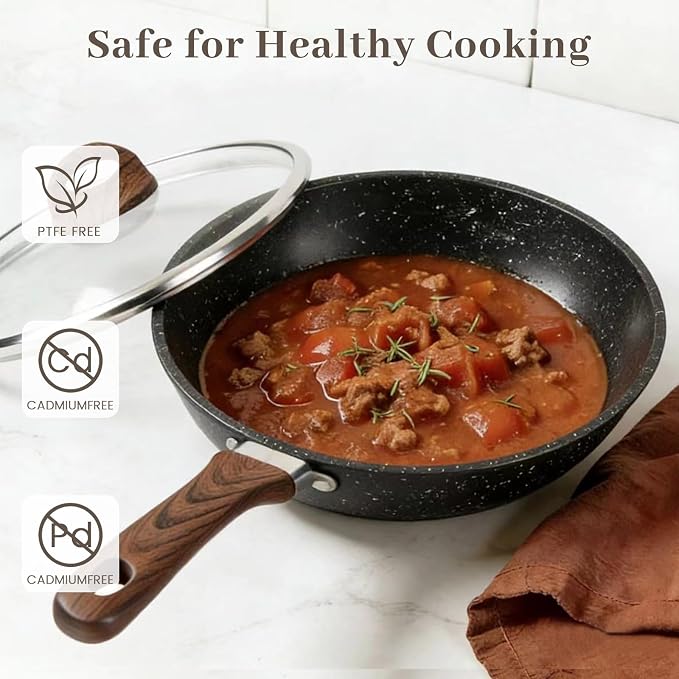 Frying Pans Skillet - 9 Pieces Nonstick Frying Pan Set Includes 3 Sizes (8"/ 10"/ 12"), PFOA Free, Induction & Oven Safe, Easy to Clean for Home Daily Cooking