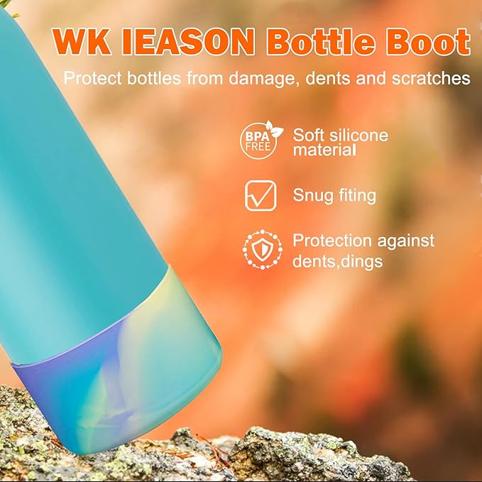 WK IEASON 2Pcs Silicone Boot for Owala Water Bottle, Protective Flask Bottom Cover Base for Owala FreeSip Twist and Flip Flask Water Bottle Accessories-3.35inch Bottom Diameter