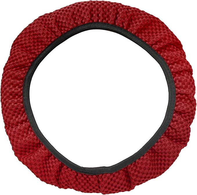 X AUTOHAUX Steering Wheel Cover Universal Elastic Stretch Antislip Breathable Microfiber Ice Silk Interior Trim Wheel Protector for Car Truck SUV Red