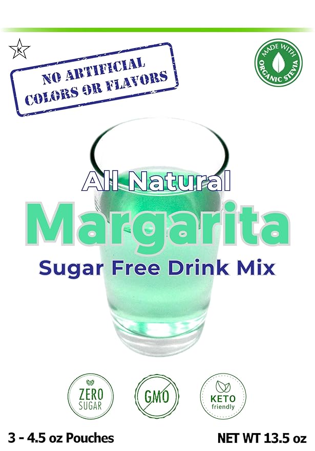 GramZero All Natural Margarita Zero Calorie Sugar Free Drink Mix, Great For Nutrition Club Loaded Tea, Stevia Sweetened