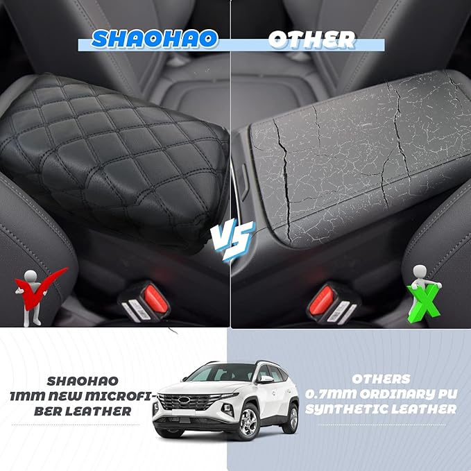 SHAOHAO Car Armrest Cover for 2022 2023 2024 Hyundai Santa Cruz Accessories 2022 2023 2024 Santa Cruz SE/SEL/Night/SEL Premium/Limited Center Console Cover Elbow Arm Rest Pad Armrest Protector