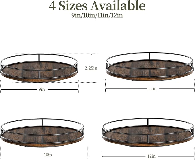 LAMU 11'' Lazy Susan Organizer for Table Top,Wooden Lazy Susan Turntable for Cabinet,Kitchen,Spice Organization,Bathroom Vanity,Rotating Pantry Storage for Table Decor