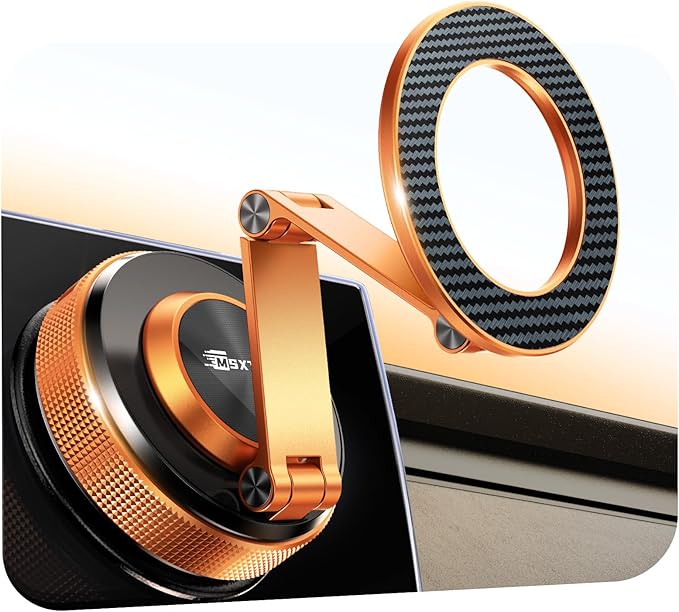 Car Phone Holder – 360° Magnetic Car Phone Mount with Metal Long Arm & Extended Reach 2026 Tesla Phone Holders for Your Car for iPhone 17 Pro Max 16 15 14 13 12 Plus, Orange