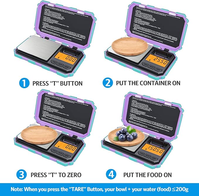 (Upgradaed) AMIR Digital Mini Scale, 200g /0.01g Pocket Scale, 50g Calibration Weight, Electronic Smart Scale, 6 Units, LCD Backlit Display, Tare, Auto Off, Stainless Steel (Battery Included)