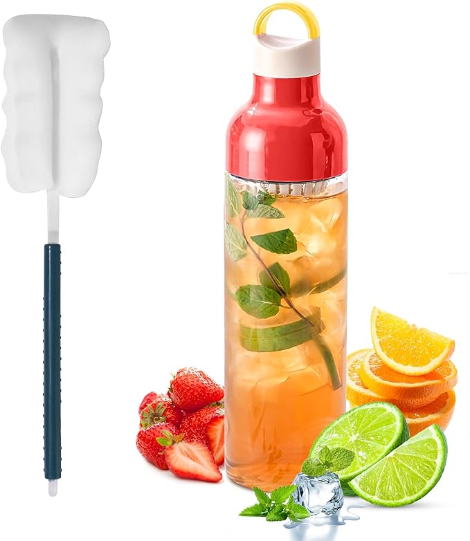 OneNine BPA Free Water Bottle, 27oz/800ml Fruit Infuser Water Bottles, Cold Brew Coffee Maker Tea Bottle with Infuser, Leakproof Portable Large Cold Brew Bottle for Travel Outdoor, Gyms, Offices(Red)