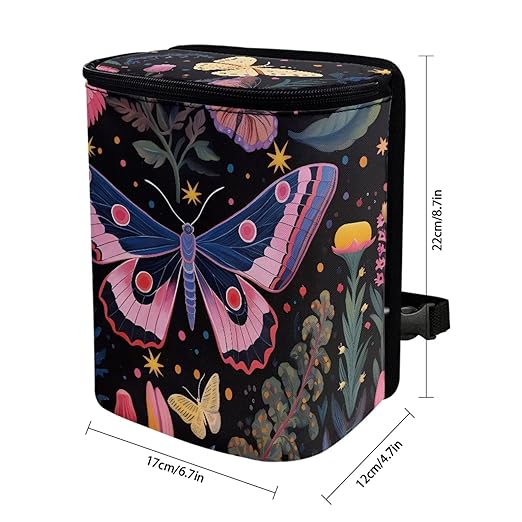 Butterfly Car Trash Can with Lid,Leak Proof Hanging Garbage Storage Pocket for Home and Car,Durbale and East to Install Car Accessory Interior