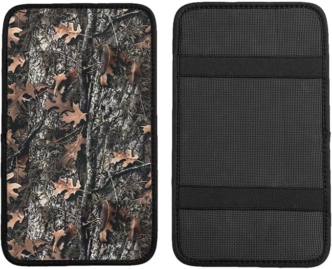 Camouflage Car Center Console Armrest Cover Seat Box Lid Covers Protective Pad Cushion Brown and Gray Army Camo Arm Rest Lid Pads SUV Sedans Vans Truck Accessories