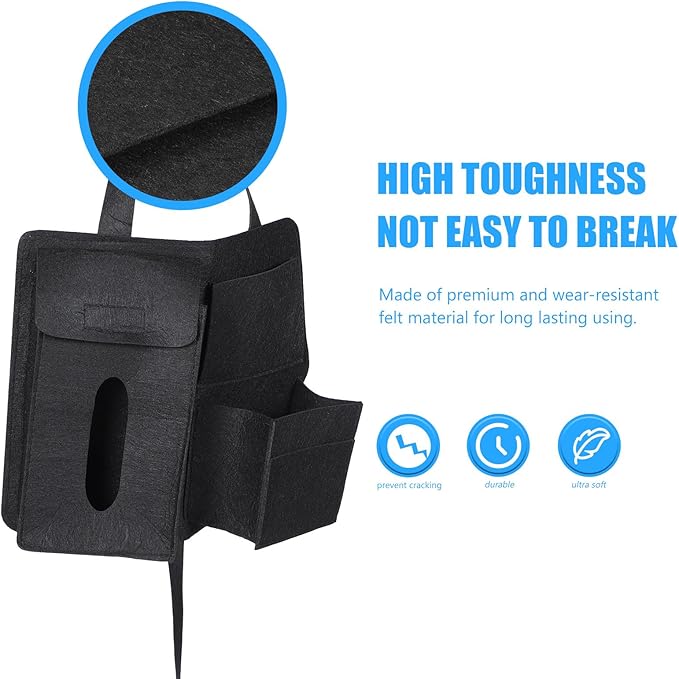 POPETPOP Felt Car Seat Organizer 2Pcs Backseat Storage Bags Hanging Auto Seats Storage Pouch for Car Interior Accessories