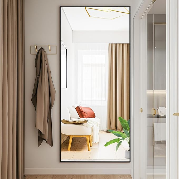 NEWBULIG Full Length Mirror, Upgraded Body Wall Mirrors with Shatter-Proof Glass, Floor Standing Mirror, Home Wall Decor