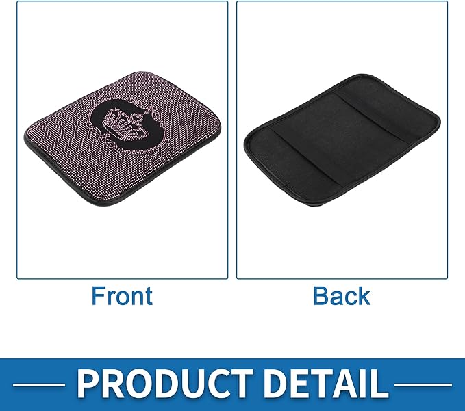Car Armrest Cushion Pad Non-slip 12.20"x8.66" Suede Pink,Black Center Console Lid