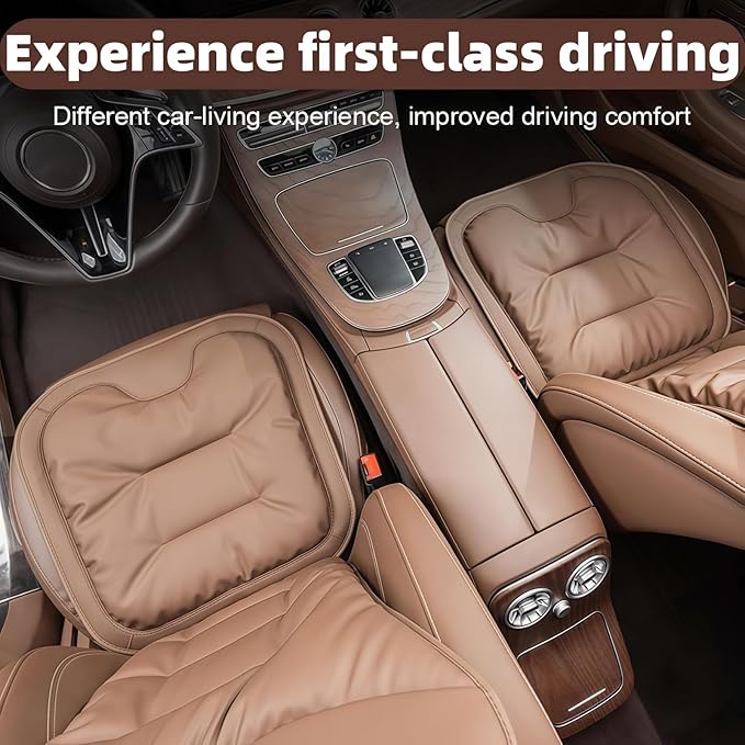 Car Seat Cushion, 2025 New Skin-Friendly Leather Seat Cushions, Breathable Dirt-Repellent Memory Foam Pad for Most Auto & Office Chairs (Orange)