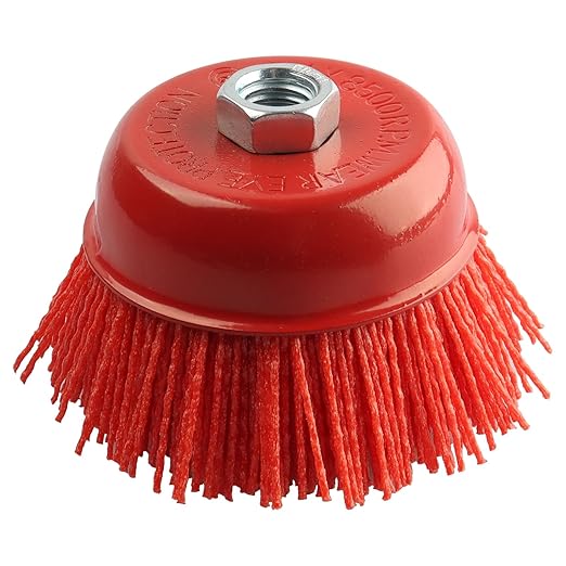 4 Inch Abrasive Nylon Cup Brush for Angle Grinder, ZORUNNA Wire Wheel for Angle Grinder 5/8 Inch-11 Threaded Arbor, Nylon Wire Brush for Drill Ideal for Removing Rust, Corrosion, Paint.