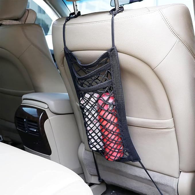 Car Mesh Organizer for Honda Ridgeline 2005-2025 YD/YK,Seat Back Net Bag,Barrier of Backseat Pet Kids,Cargo Tissue Purse Holder,Driver Storage Elastic Netting Pouch,A-Big