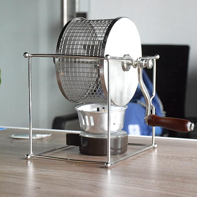 Topyond Stainless Steel Coffee Bean Roaster, Hand Crank Manual Roasting Machine with Temperature Control, Home Use Coffee Peanut Roaster for Coffee Lovers, DIY Enthusiasts