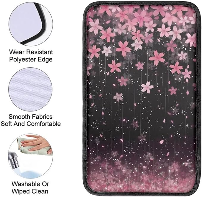 Flowering Cherry Print Universal Center Console Cover Armrest Cover for Car SUV,Fashion Car Arm Rest Cover Pad for Women