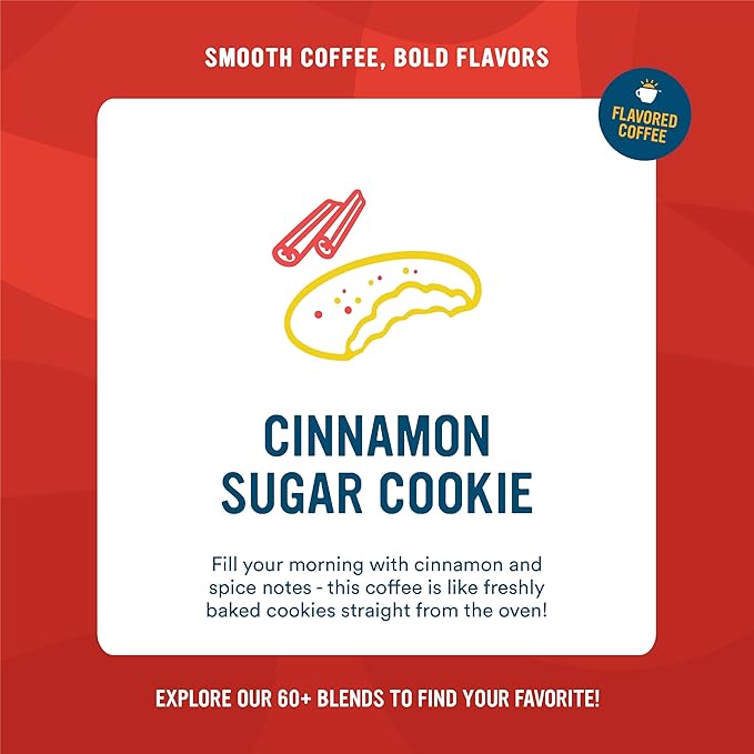 Cameron's Coffee Roasted Ground Coffee Bag, Flavored, Cinnamon Sugar Cookie, 12 Ounce, Pack of 6 - NEW