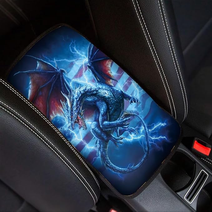 Lightning Dragon Center Console Cover Soft Armrest Console Cover Soft Auto Armrest Console Cover Protect from Pet Claws Universal Fit for Auto Truck Van SUV