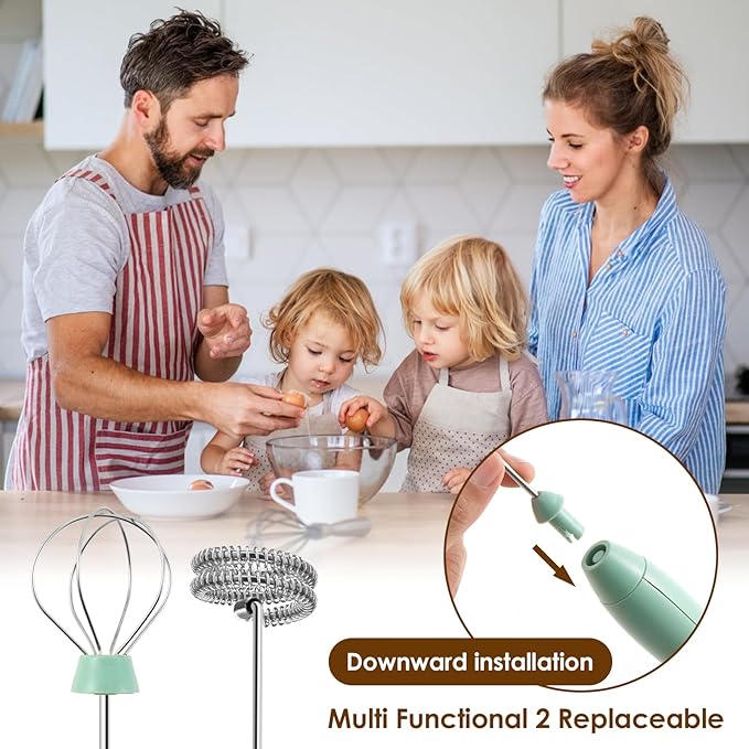 Powerful Handheld Milk Frother, Whisk Drink Mixer, Rechargeable Electric Foam Maker, Coffee Frother, Hand Blender, for Latte Cappuccino, Frappe, Matcha Maker