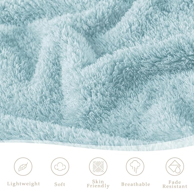 Exclusivo Mezcla Fleece Twin Size Bed Blanket, Ultra Soft, Lightweight and Fuzzy Stone Blue Blanket for Women, Home Decor, 60x80 Inches