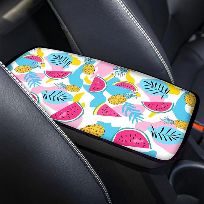 Watermelon Car Center Console Cover Pad Soft Breathable Automotive Armrest Cover Auto Center Console Armrest Cushion Covers Pads Fruit Car Accessories