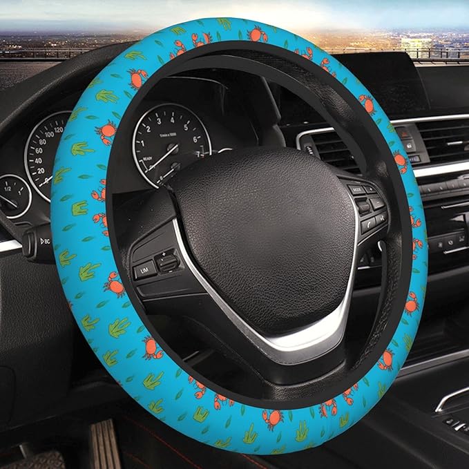 Stone Crab Cartoon Universal Fit Steering Wheel Cover for Car, Truck, and SUV, Durable Steering Wheel Protection