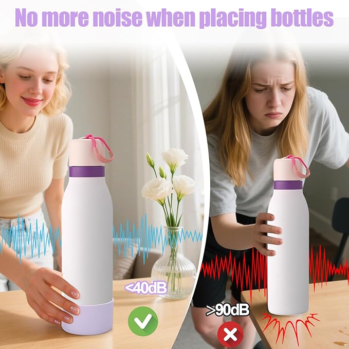 Mity rain 2PCS Silicone Boot for Owala FreeSip Twist Water Bottle, Anti-Slip, Noise-Reducing,Prevents Scratches (24 oz Light Purple)