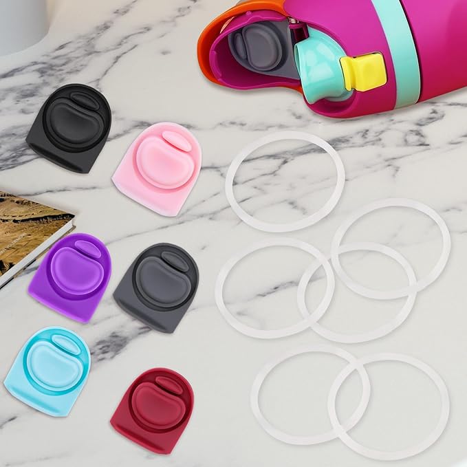 6 Sets Replacement Stopper and O Ring Gasket Compatible with Owala FreeSip 24oz 32oz,Water Bottle Lid Insert Cap Rubber Seal Parts for Owala 16/19/24/32/40oz Mouthpiece Accessories F9