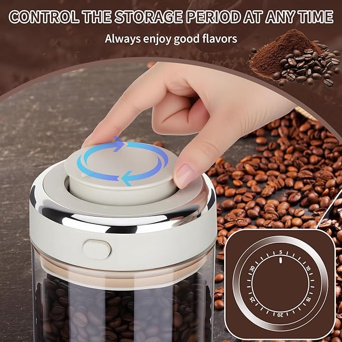 37oz Airtight Glass Coffee Canister with One-way CO2 Valve, Borosilicate Vacuum Coffee Bean Storage Canister with Date Tracker, Wide-Mouth Storage Container for Home,Kitchen,Coffee Bar