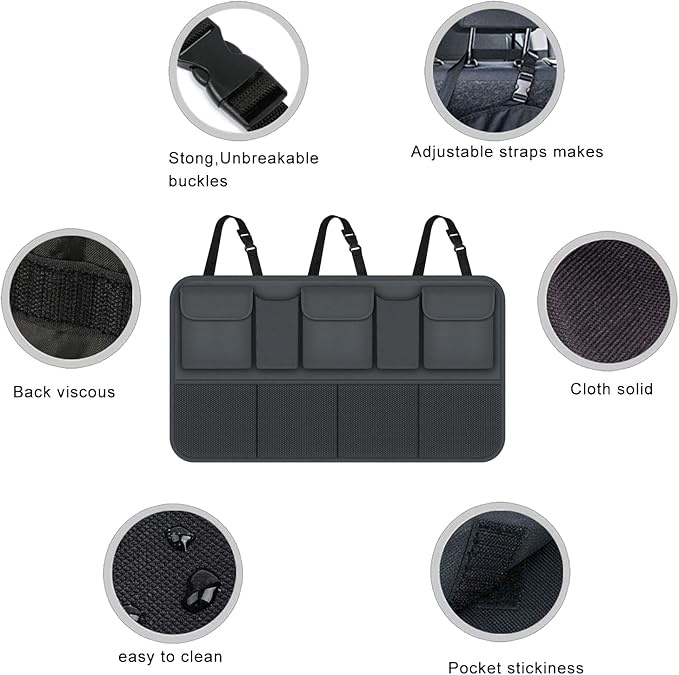 Car Trunk Organizers,Backseat Hanging Organizer with 9 Large Storage Bag,Car Trunk Tidy Storage Bag Organizer
