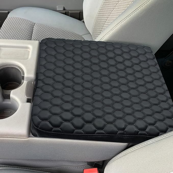 Center Console Cover Nappa Leather Armrest Cover Compatible with 2011-2014 Ford F150, 2011-2016 F250 F350 F450, Middle Console Cover Center Console Cushion(Jump Seat Only)