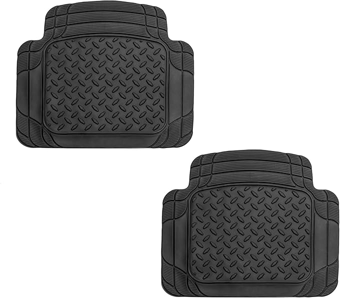 FH Group Automotive Floor Mats Heavy Duty Footprint Design Rubber Floor Mats for Cars,Universal Fit Full Set,Climaproof Floor Mats Trimmable Floor Mats for Most Sedan, SUV, Truck Floor Mats Black