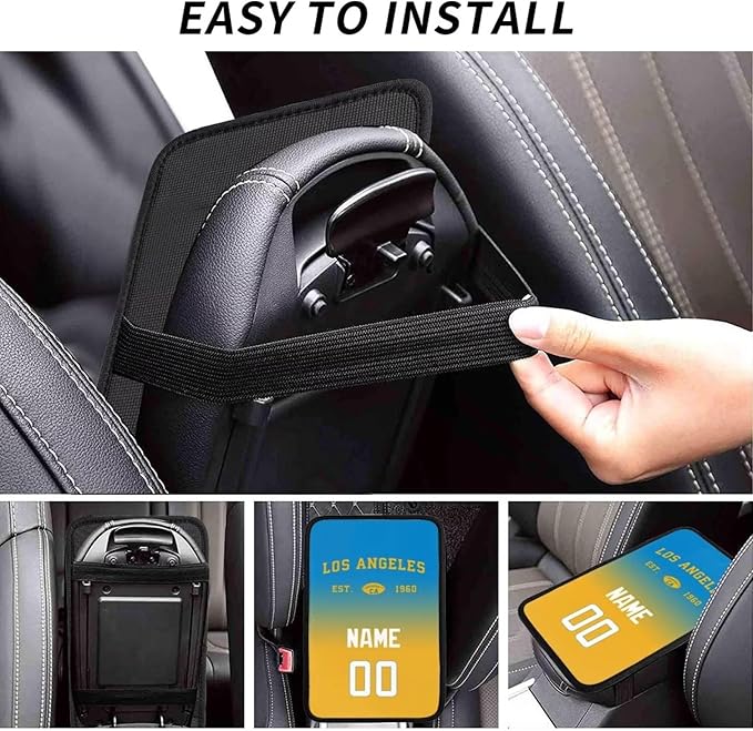 Custom Car Armrest Cover - Personalized Name & Number, Auto Center Console Pad, Fit Most Cars